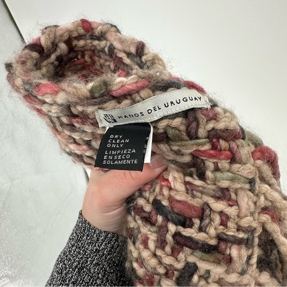 Manos del Uruguay Wool + Silk Woven Scarf with Fringe Multicolor Stunning - Picture 4 of 5